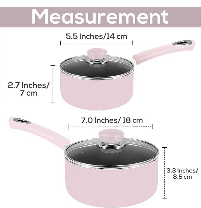 Utopia Kitchen Nonstick Stock Pot Saucepan Set with Lids, 1 Quart and 2 Quarts Multipurpose Stock Pots Set for Home, Kitchen or Restaurant, Purple & Black