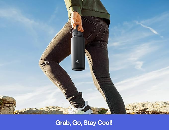 POWCAN 32 oz Insulated Water Bottle with 2-in-1 Straw and Spout Lid, Keep Cold 24H, Leak-Proof, BPA-Free, Double Wall Stainless Steel Water Bottle for Sports, Gym, Travel, and School (Lupine)