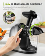 Jocuu Slow Masticating Juicer Machines with Soft Hard Modes Easy to Clean Quiet Motor & Reverse Function, Cold Press Juicer for Fruit & Vegetable, 90% Juice Yield, with Brush & Recipes (Grey)