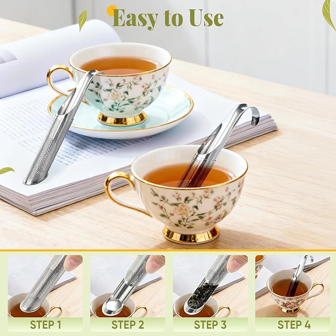 2 Pcs Tea Infuser, Tea Diffusers for Loose Tea with Teaspoon Tea-tweezers Steel Wire Cloth, for All Kinds of Tea