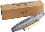 Koville African Natural Grey Marble French Rolling Pin, 12inch Non-Stick Rolling Pin for Baking, Dough Roller for Pasta, Dumpling, Fondant, Pie, Bread, Pizza, Kitchen Baking Tools