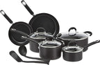 Amazon Basics Hard Anodized Non-Stick 12-Piece Cookware Set, Pots, Pans and Utensils, Black