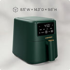 Chefman Air Fryer – 4-in-1 Slim 3.5 QT Airfryer, Air Fry, Bake, Dehydrate, Frozen, 450°F Max Temp for Extra Crispy Results in Minutes, Nonstick Ceramic Coating, Dishwasher-Safe Accessories - Green