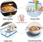 Silicone Pastry Mat for Dough Rolling, Silicone Baking Mat with Measurement for Baking Pie Crust, Pizza & Cookies, Non stick & Non Slip Silicone Mat, Blue 28X20INCH