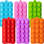 6 Pack Flower Shape Chocolate Candy Molds Silicone, Food-Grade Non-Stick Jelly & Baking Molds, Crayon Molds, BPA-Free, Including Heart, Rose, Tulip, Daisy, Sunflower, and Other Flowers (Multicolor)