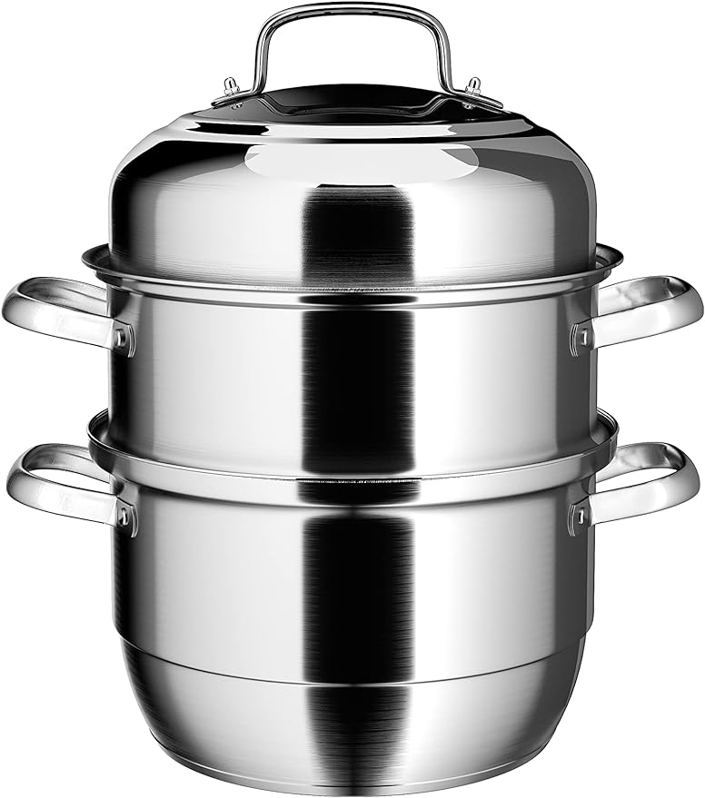 VENTION 3 tier Steamer Pot Stainless Steel Large 30cm, Induction Steamer for Cooking, 11.9 Inch Steam Pot for Dumpling