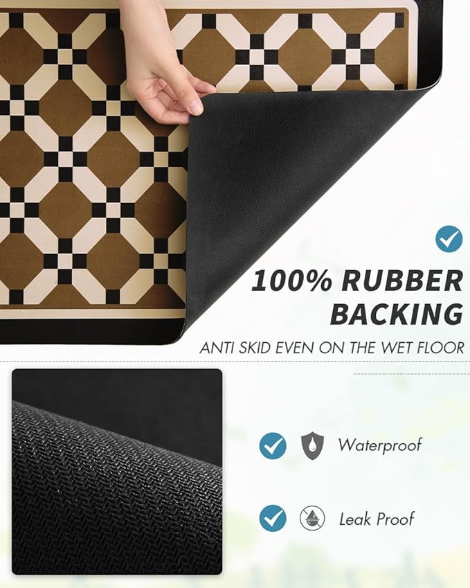 AMOAMI Coffee Mat Hide Stain Rubber Backed Absorbent Dish Drying Mat for Kitchen Counter - Fits Under Coffee Maker or Machine - PEANUT 12X19