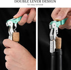 HYZ 2-Pack Wine Opener Waiter Corkscrew, Professional Wine Key for Servers, Bartender with Foil Cutter, Manual Wine Bottle Opener Double Hinged (Mint Green)