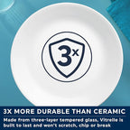 Corelle Vitrelle Glass Dinnerware Set, Chip & Crack Resistant Triple Layer Glass, 4-PC Dinner Plates, Paloma