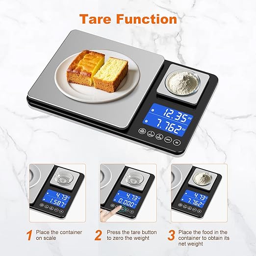 KUAIVO 0.001oz/33lbs Dual Platform Food Kitchen Scales Digital Weight Grams and Ounces, Two Precisions Kitchen Scale for Sourdough Bread, Baking and Cooking with 7 Units Tare, Accumulation Functions