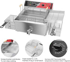 CROSSON 24Lbs Electirc Triple Basket Turkey Fryer With Oil Drain Spout,Oil Drain Rack,Commercial Countertop Donut Deep Fryer To Fry a Whole Fish or Turkey