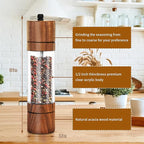 Acacia Wood Salt Grinder and Pepper Grinder Set Premium Acrylic Salt and Pepper Mill Set, Manual Salt and Pepper Mills- Wooden Shakers with Adjustable Ceramic Core 8 Inches 2 Pack
