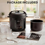 DUMOS Electric Pressure Cooker 16-in-1, 8QT Programmable Multi Cooker with 12 One-Touch Presets, Soup Steam Yogurt and More, Ceramic Inner Pot Delay Start & Keep Warm, Includes Recipe Guide, Black
