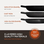Enameled Cast Iron Dutch Oven for Sourdough Bread Baking | 6 Quart Pot with Lid | 10 Inch Ceramic Enamel Thick Coated Cookware Set with Non Stick Silicone Baking Mat for Cooking | 6 Qt |Black