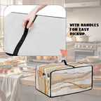Marble Print Toaster Oven Cover, Heavy-Duty Dust Shield Kitchen Decorative Countertop Oven Protector, Microwave Air Fryer Cover, Light Gold White, (Medium-16.1*19.71*10 inches)