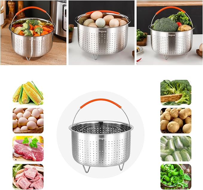 Steamer Basket for Instant Pot, Stainless Steel Vegetable Steamer Basket Insert for Pots (6qt)