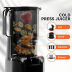 NEWBULIG Cold Press Juicer Machines, Masticating Juicer with High Juice Yield, Reverse Function, Stops Oxidation and Easy to Clean for Vegetables & Fruits, Black