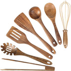 Wooden Utensil for Cooking, Wood Kitchen Utensils Cooking Set Teak Wood Spoons set for Cooking,Spatulas Non-Stick for Cookware Kitchen Spoon (7)