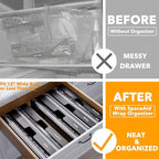 SpaceAid WrapNeat 3 in 1 Wrap Organizer with Cutter and Labels, Plastic Wrap, Aluminum Foil and Wax Bamboo Dispenser for Kitchen Storage Organization Holder for 12" Roll (Black)