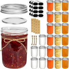ComSaf Small Mason Jars 8 oz 24Pcs Bulk Set, Half Pint Regular Mouth Mason Jar with Lids and Seal Bands, Glass Canning Jars for Jam, Jelly, Spice, Meal Prep, Shower Wedding Favors, DIY Candles Decor