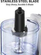 1.5-Cup One-Touch Electric Food Chopper, 100W Mini Food Processor Meat Grinder, Mix, Chop, Mince and Blend Vegetables, Fruits, Nuts, Meats, Stainless Steel Blade (Silver)