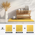 Ecotrim - Dish Drying Mat for Kitchen Counter | Coffee Bar Mat for Countertops | Heat Resistant Drainer Mat with Non-slip Rubber Backed | Hide Stain Kitchen Absorbent Draining Mat | Yellow 16"x24"