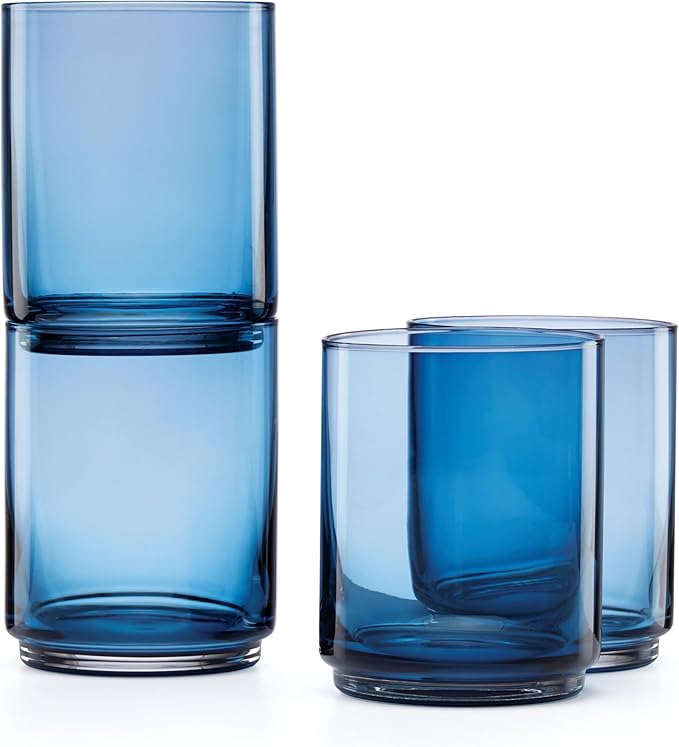 Lenox 894462 Tuscany Classics Stackable 4-Piece Tall Glasses, Blue, 14 oz