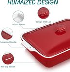 vancasso Blossom Casserole Dish With Lid, 3.8 Quart Casserole Dish for Oven, 9x13 Baking Pan with Handles, Large Casserole Baking Dish Lasagna Pan with Lid, Microwave, Dishwasher Safe, Red
