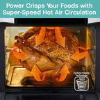 West Bend AFWB12BK13 Electric Air Fryer Oven, Countertop Air Fryer Rotisserie Combo with 10 Digital Quick Menu Presets, 1700 W, 12.6 Qt, Black