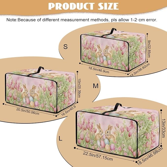 Easter Egg Bunny Tulip Print Toaster Oven Cover for Easter Decor, Dust-proof Case for Air Fryer, Heat-resistant Kitchen Countertop Appliance Protector, (Large-18.5*22.5*12.99 inches)