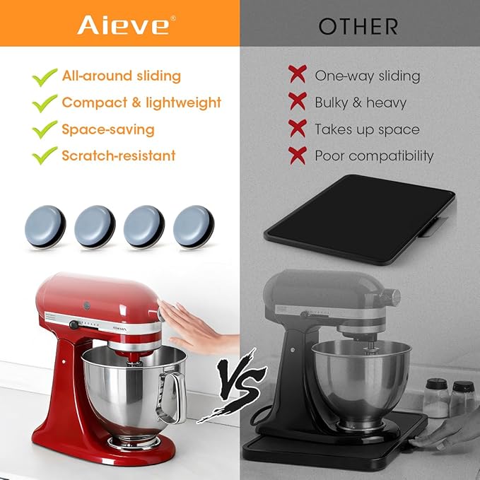 Aieve Appliance Sliders, 8 Pcs Small Appliance Slider for Countertop, Self Adhesive Caster Wheels Rollers, Coffee Bar Accessories Kitchen Gadgets Home Must Have for Mixer Coffee Maker Air Fryer