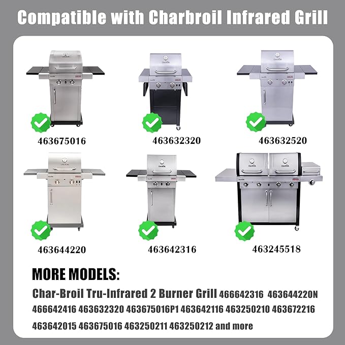 SafBbcue Full Size Griddle Inserts for Charbroil TRU-Infrared 463644220 463632320 463644220 Flat Top Griddle for Charbroil Grill Replacement Parts 463642316 466642416 G369-0030-W2, Carbon Steel