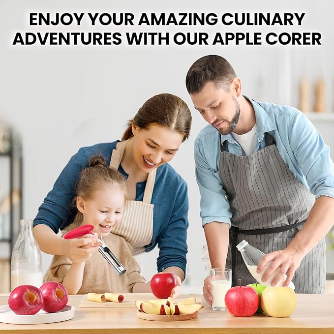 SCHVUBENR Premium Apple Corer Tool - Easy to Use and Clean - Sturdy Apple Core Remover with Sharp Serrated Blades - Stainless Steel Corers for Apple and Pear - Core Fruits with Ease(Red)