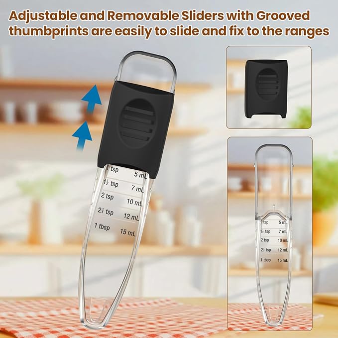 Professional Adjustable Measuring Spoons Set of 2#2258, Fits in Spice Jars, Teaspoon Measuring Spoons 9 in 1 for Dry and Liquid, BPA- free & Dishwasher Safe