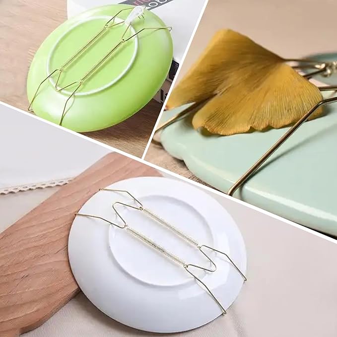 6 Pieces Plate Hangers for the Wall – Vertical Plate Hangers, Adjustable Sizes (6", 8", 10"), Invisible Design, Plate Wall Hangers for Display, Plate Holders for Displaying, Picture Hanging Kit