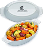 Heartland Home Porcelain Mini Casserole Dish Oval Au Gratin Dish (2pc Set). Cauliflower Au Gratin Baking Dish, Banana Split Bowls, Single Serving Casserole Dishes, Small Individual Gratin Dishes Set