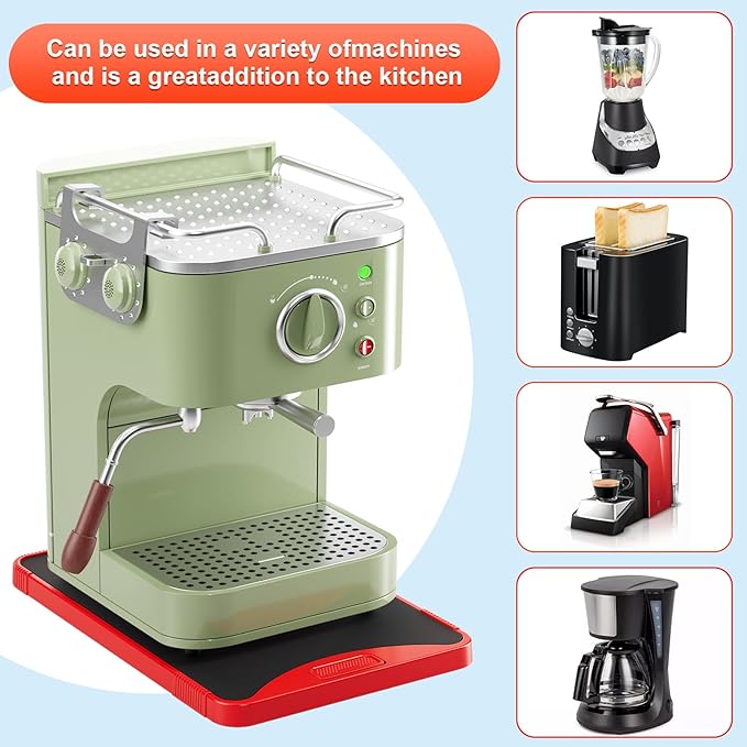 ARGOMAX Appliance Rolling Tray, Coffee Maker Slider, coffee pull out tray, sliding coffee maker tray, Suitable for coffee machines, air fryers and other appliances (Red-Plastic)