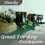 Plastic Wine Glasses, Plastic Goblets Vintage Style Cordial Unbreakable Drinking Glasses, Reusable Drinkware for Wedding Reception, Grand Event Party Supplies (48, Black)