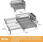 SNTD Dish Drying Rack - Extendable Dish Rack, Large Sink Drying Dish Drainer for Kitchen Counter, Stainless Steel Dish Strainer with Utensil Holder (Grey)