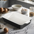 DOWAN 9x13-Inch Casserole Dishes for Oven, Ceramic Baking Dish, Large Lasagna Pan Deep, 4.2 Quarts Baking Pan with Handles, for Casserole, Bakeware, Lasagna, Home Kitchen Gift, Black