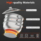 Steamer for Cooking, 3-Tier Stainless Steel Steamer Pot, 12.8 Inch Multipurpose Stackable Cooking Steam Pot Kitchen Cookware with Glass Lid for Induction, Gas, Electric Stoves