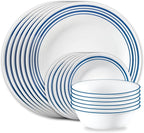Corelle Vitrelle 18 Piece Glass Dinnerware Sets Service for 6, Triple Layer Chip & Crack Resistant Glass Plate and Bowl Sets, Laila