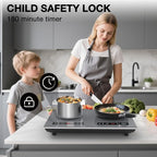 VBGK Double Induction Cooktop, 24 inch 4000W Electric cooktop with hot plate, induction stove top with LED Touch Screen 9 Levels Settings with Child Safety Lock & Timer 110V Induction cooktop 2 burner