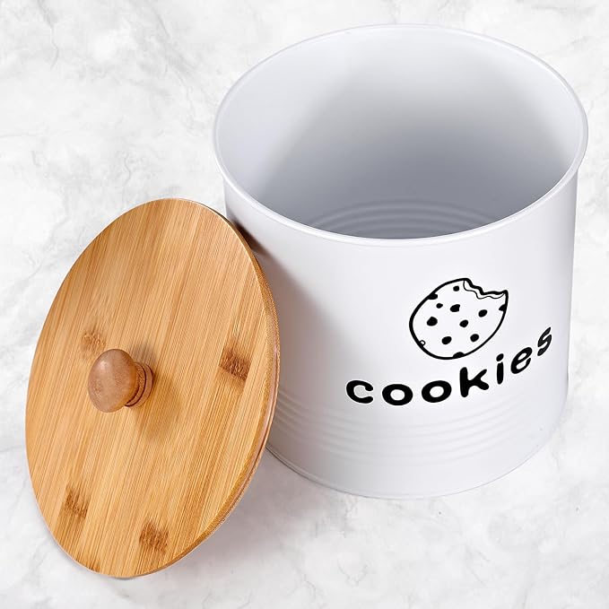 White Cookie Jars with Lids Airtight, 1.5 Gallons Cookie Tins, Large Cookie Jar for Kitchen Counter Decorative for Farmhouse, Christmas, and Gift Giving Cookie Storage Containers