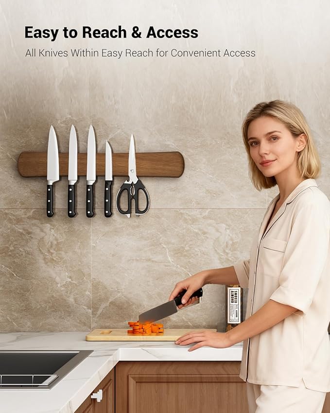 Swaitee Magnetic Knife Holder for Wall, 18 Inch Wood Strong Magnetic Knife Strip, Housewarming Gifts for New Home, Kitchen Storage Space Savers, Farmhouse Kitchen Utensil Organizer Essentials