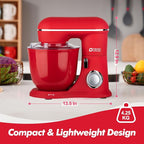 Kitchen in the box Stand Mixer, 4.5QT+5QT Two bowls Electric Food Mixer, 10 Speeds 3-IN-1 Kitchen Mixer for Daily Use with Egg Whisk,Dough Hook,Flat Beater (Matte Red, 5QT)