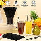 6000 Count Coffee Cocktail Stirrers Straws Disposable Plastic Sip Stir Sticks Cocktail Drink Stirrers Sticks Cups Straws for Bars Juice Drinking (Black,7 Inch)