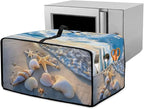Beach Starfish Shell Print Toaster Oven Scratch-resistant Cover, Heat-resistant Small Appliance Cover for Kitchen Counter with Storage Pockets (Medium-16.1 * 19.71 * 10 inches)
