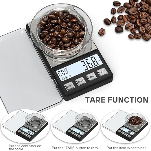 Weightman Espresso Scale with Timer 1000g x 0.1g Small & Thin Travel Coffee Scale, Mini Digital Scale Grams and Ounces with Large Backlit LCD Stainless Steel Pocket Food Scale Drip Tray Pulling Scale