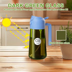 YARRAMATE 16oz/470ml Dark Green Oil Sprayer for Cooking with Stickers, Food-grade Premium 2 in 1 Olive Oil Dispenser Bottle for Kitchen Gadgets, Air Fryer, Salad, Frying, BBQ (SkyBlue)
